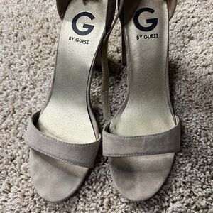 Guess Tan Suede Heels with Ankle Strap